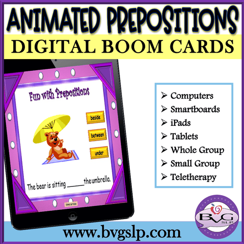 Animated Vocabulary Prepositions Boom Cards