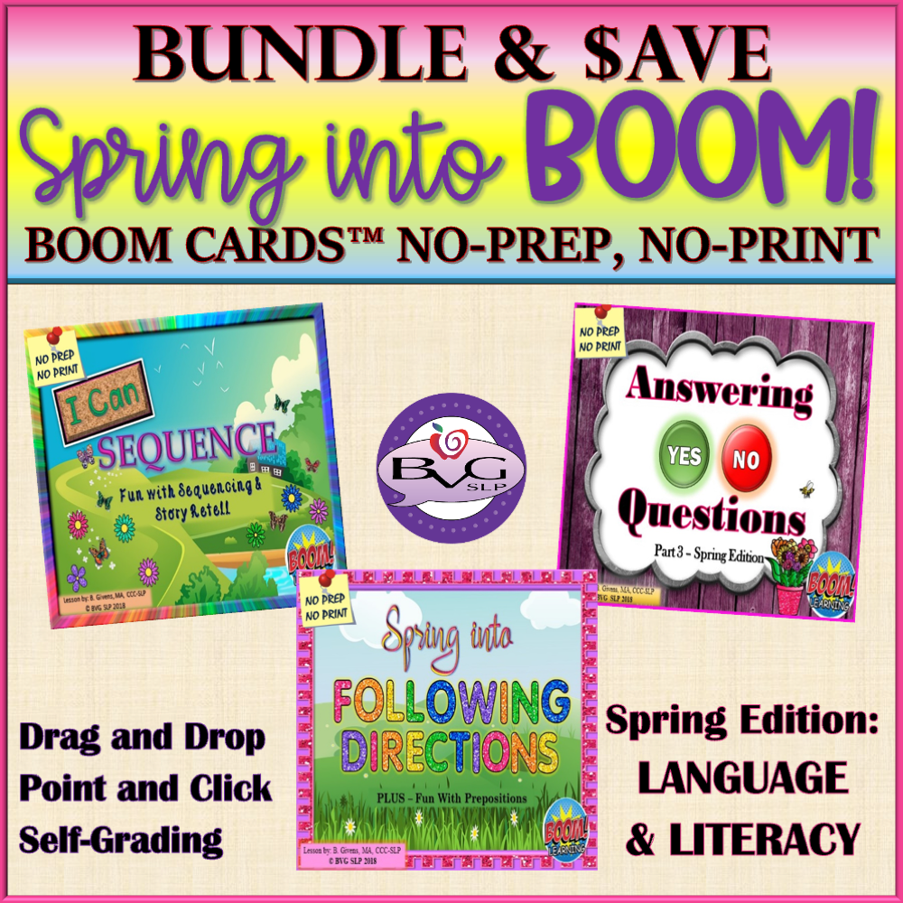 BVG SLP SPRING Language and Literacy BOOM CARDS BUNDLE