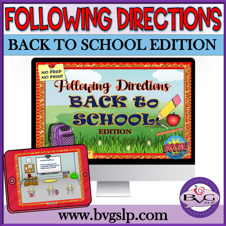 Following Directions Back to School themed unit.