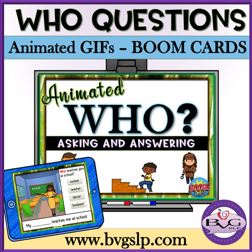 Animated WHO Questions Boom Cards