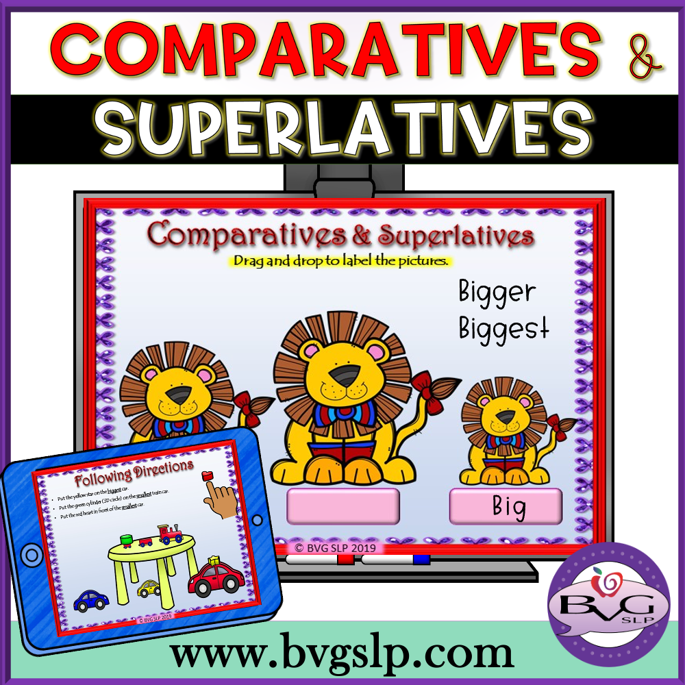 Digital Comparatives and Superlatives Boom Cards by BVG SLP