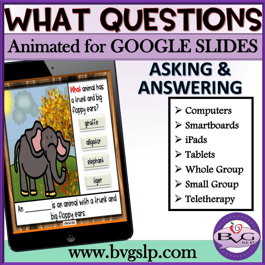 Animated WHAT Questions for Google Slides