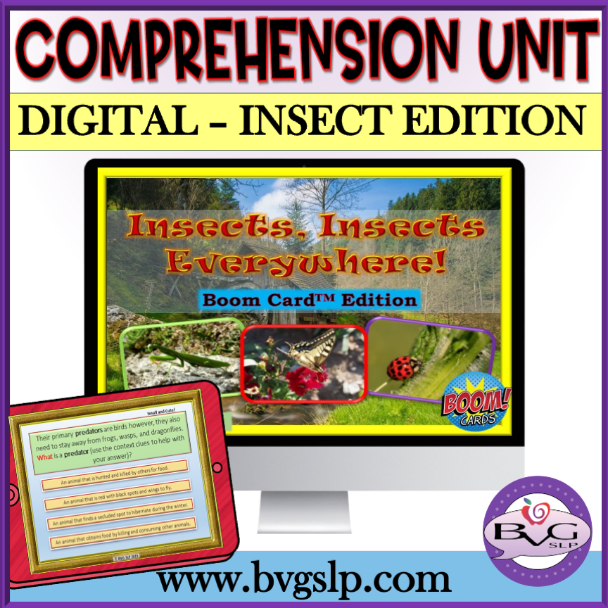 Reading Comprehension Boom Cards - Insects