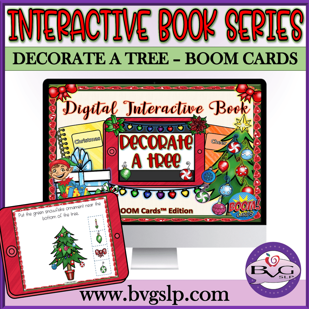 Interactive Book - Decorate a Christmas Tree Boom Cards
