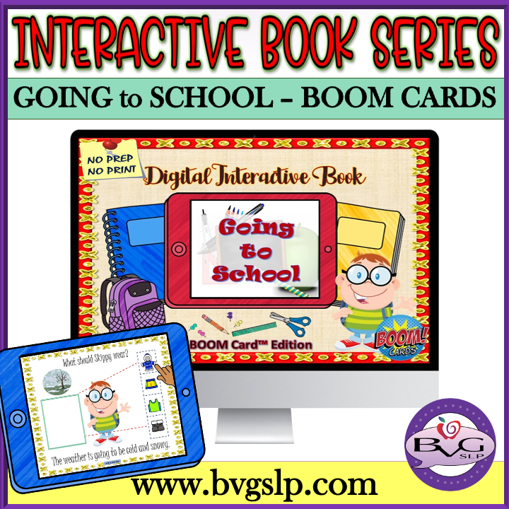 Digital Interactive Book Going to School BOOM CARDS