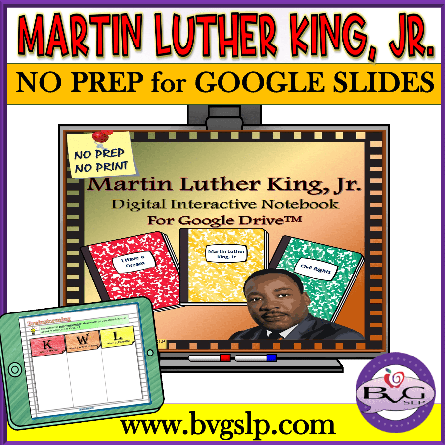 Martin Luther King Digital Interactive Notebook for GOOGLE Slides