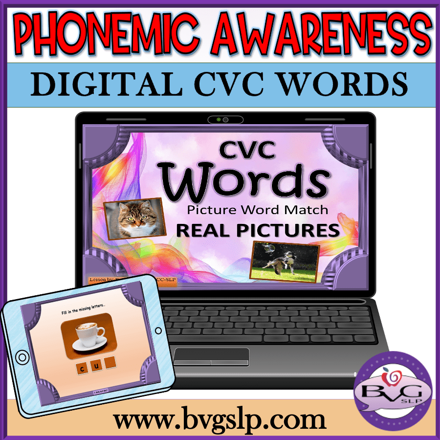 Phonemic Awareness CVC Picture Word Match