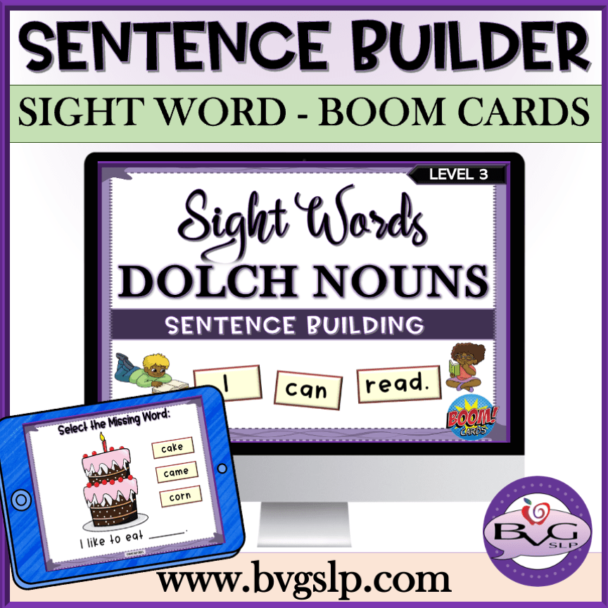 Sight Word Sentence Builder Level 3 BOOM Cards