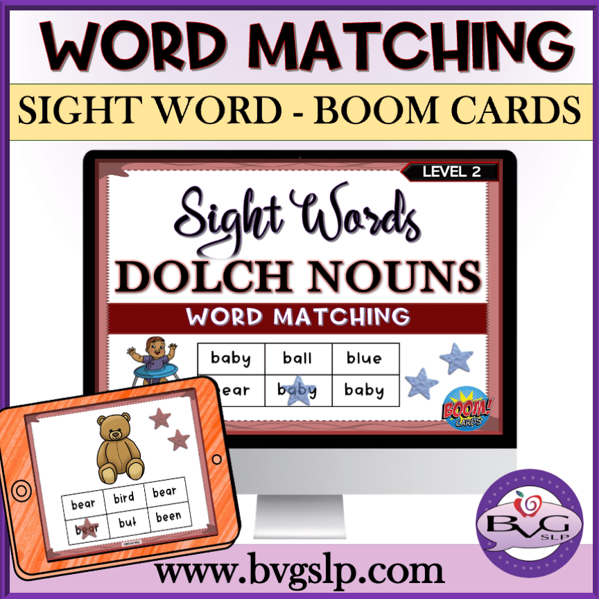 Sight Word Picture Word Match Level 2 Boom Cards