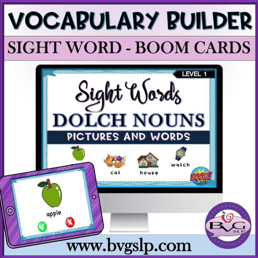 Sight Words Vocabulary Builder Level 1 Boom Cards