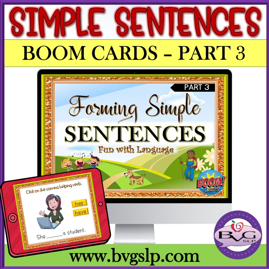 Simple Sentences PART 3 BOOM CARDS