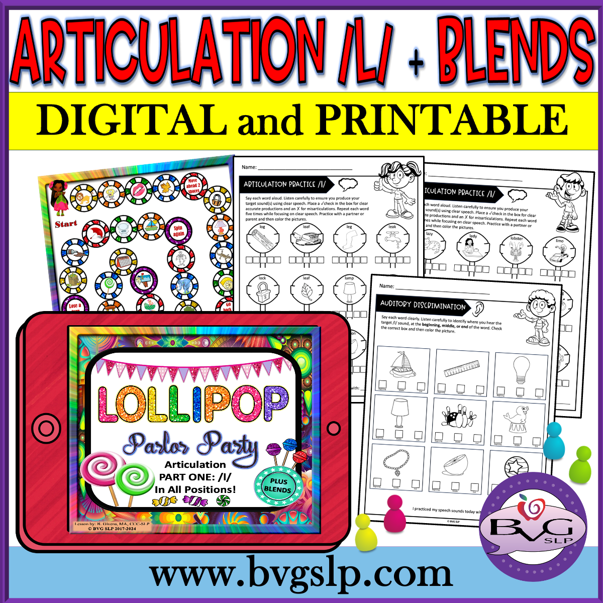 Articulation /l/ and /l/ Blends speech therapy activities
