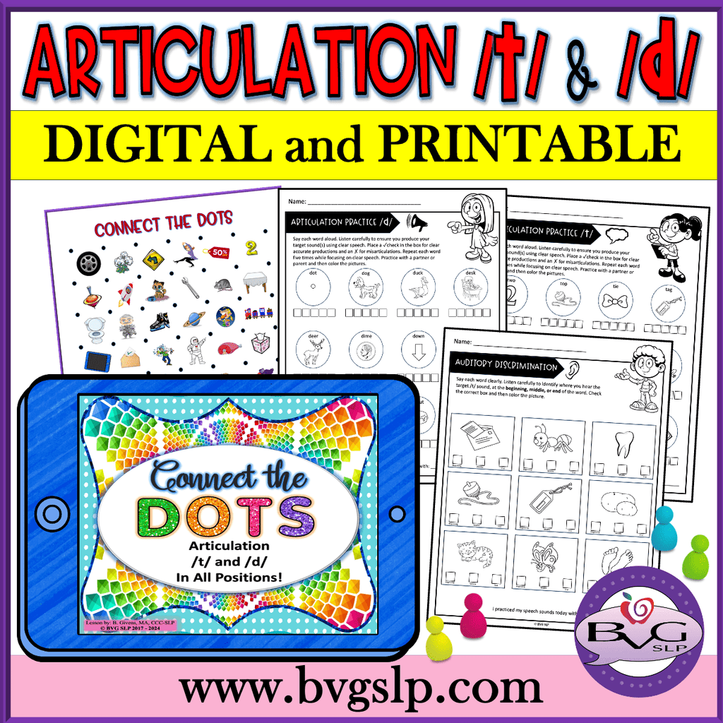 T and D Connect the Dots articulation activity