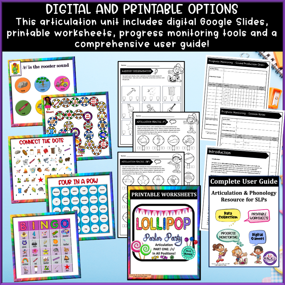 Articulation /r/ and /r/ blends speech therapy activities.