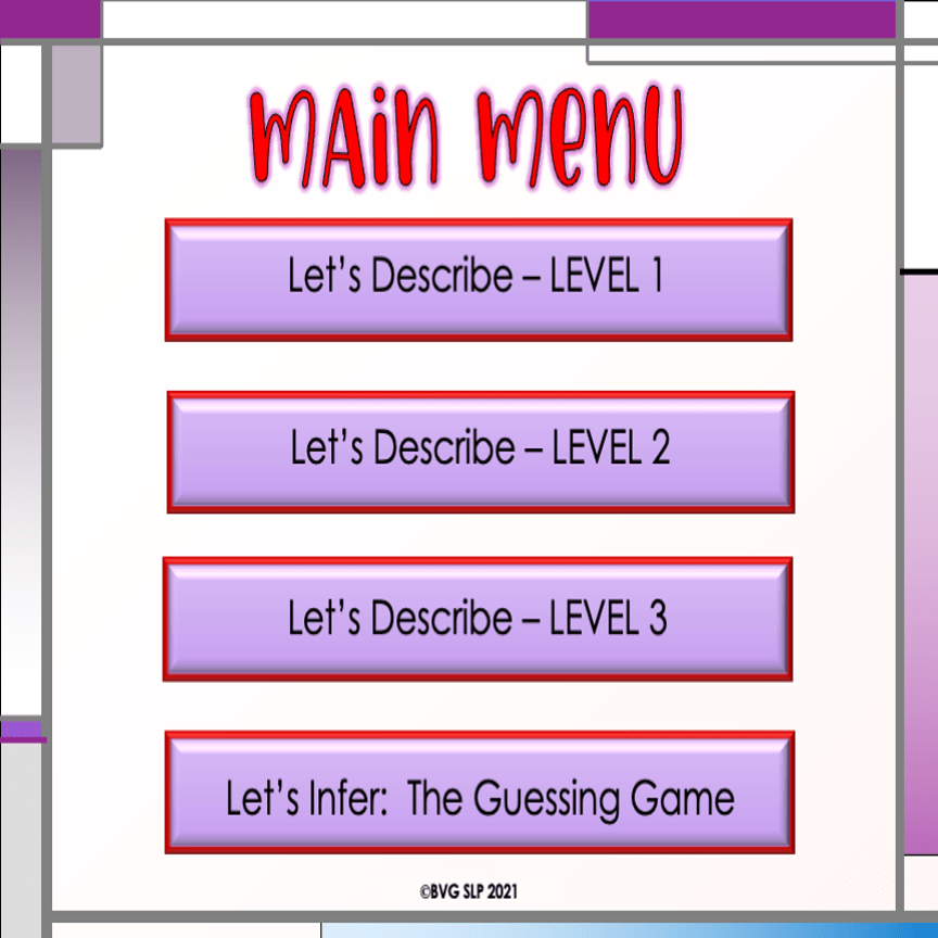Preview of Digital Describe and Infer Boom Cards