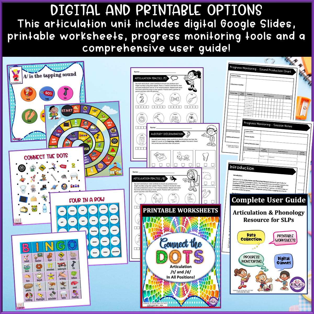 Articulation /t/ and /d/ speech therapy activities.