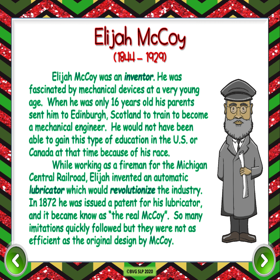 Black History Unit - Elijah McCoy reading passage