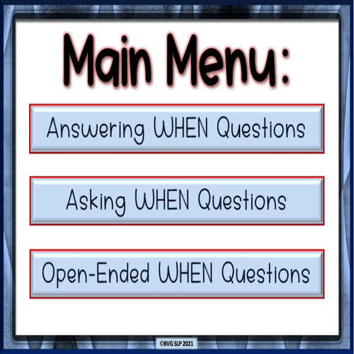 Preview of Animated WHEN Questions for Google Slides