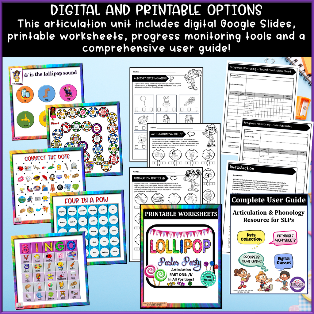 Articulation /l/ and /l/ Blends speech therapy activity