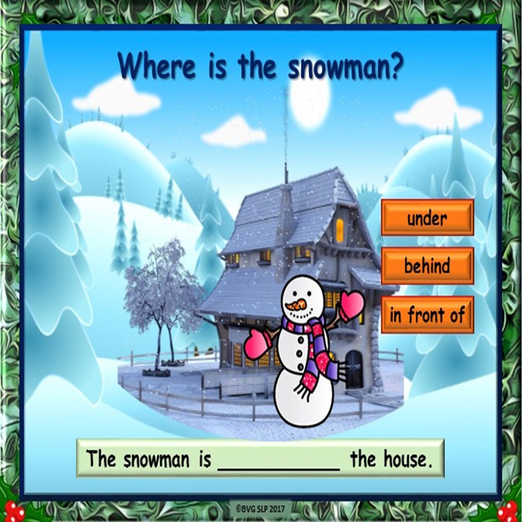 Additional preview of Winter Prepositions Boom Cards Where's the Snowman
