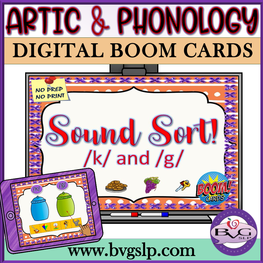 Artic and Phonology Sound Sort K and G Boom Cards