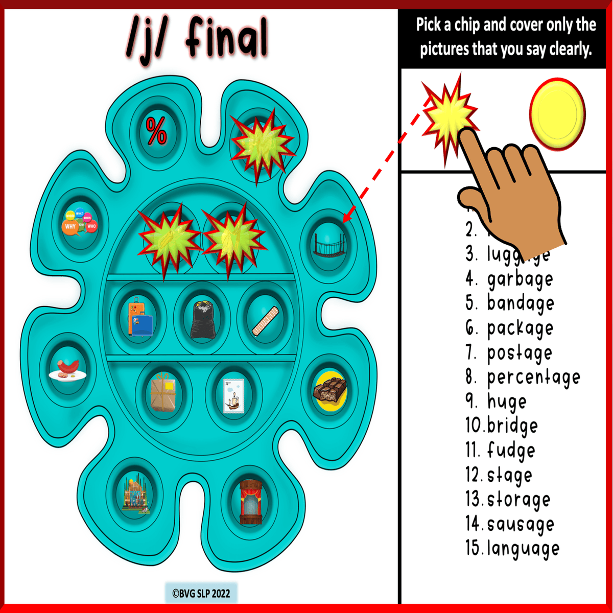 Pop It articulation practice for speech sounds
