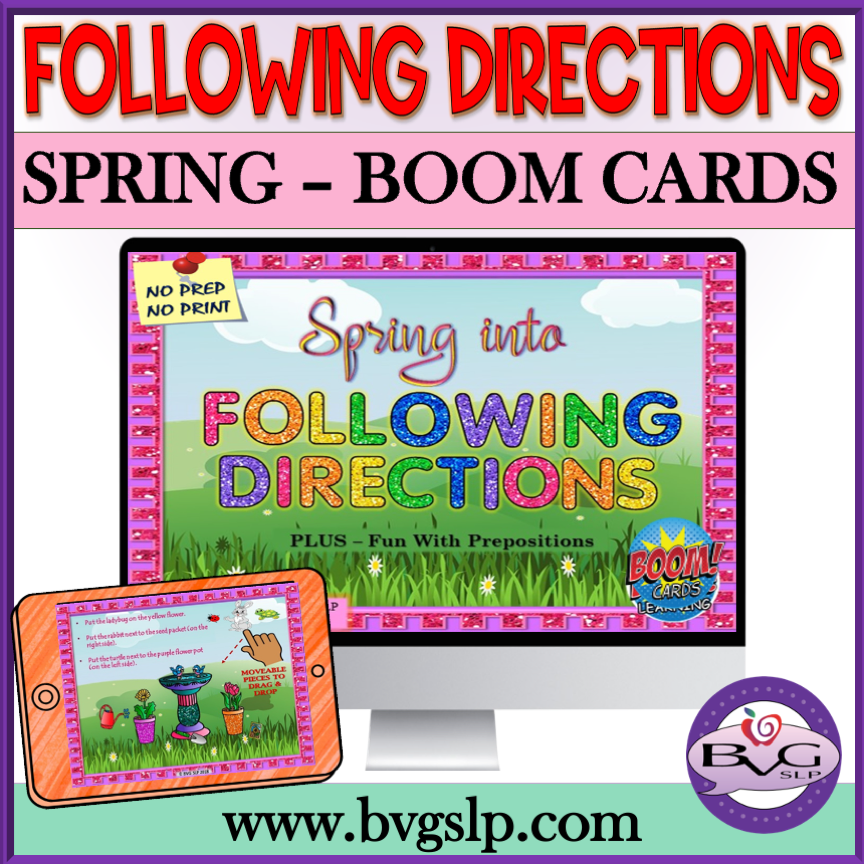 Spring Following Directions BOOM Cards