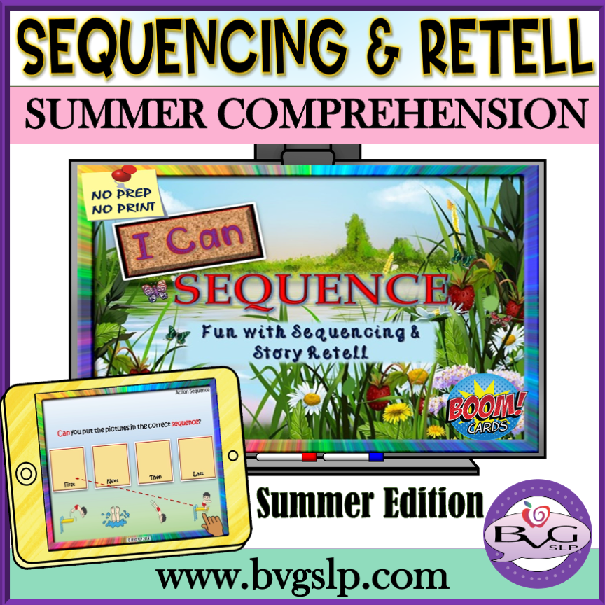 Summer Sequencing and Story Retell Boom Cards
