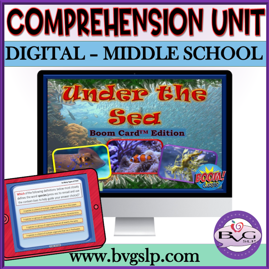 Under Sea Comprehension BOOM CARDS