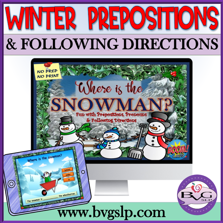 Preview of the Winter Prepositions Where's the Snowman Boom Cards activity