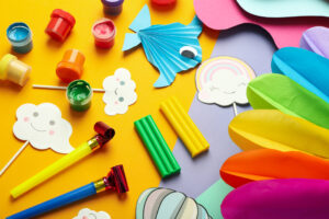 Crafting materials with vibrant colors for crafting in Speech Therapy