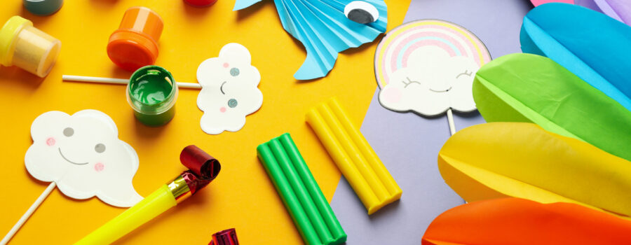 Crafting materials with vibrant colors for crafting in Speech Therapy