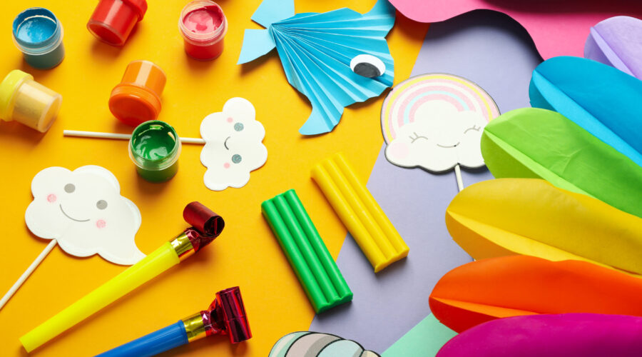 Crafting materials with vibrant colors for crafting in Speech Therapy